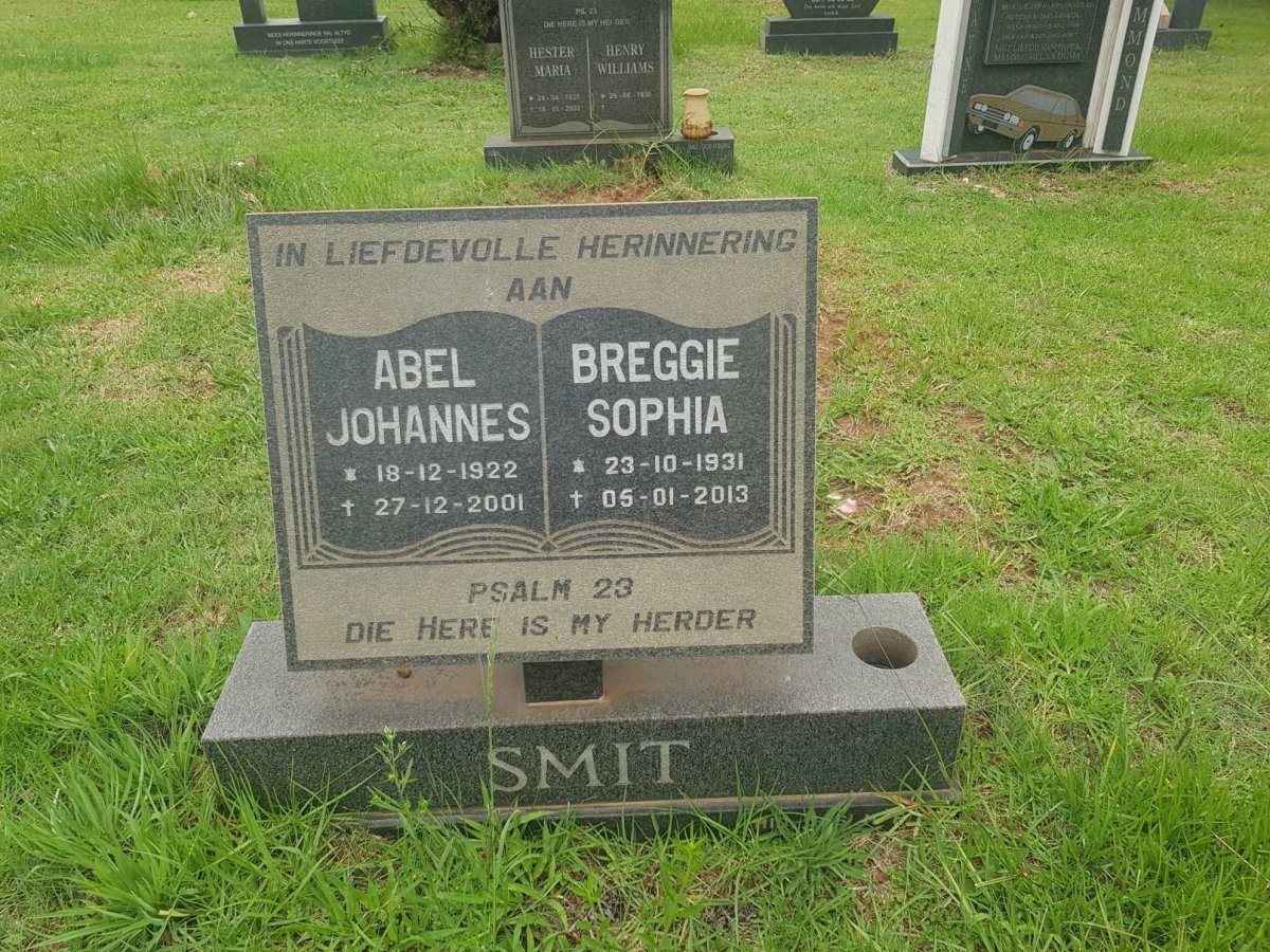 SMIT Abel Johannes 1922-2001 &amp; Breggie Sophia 1931-2013
