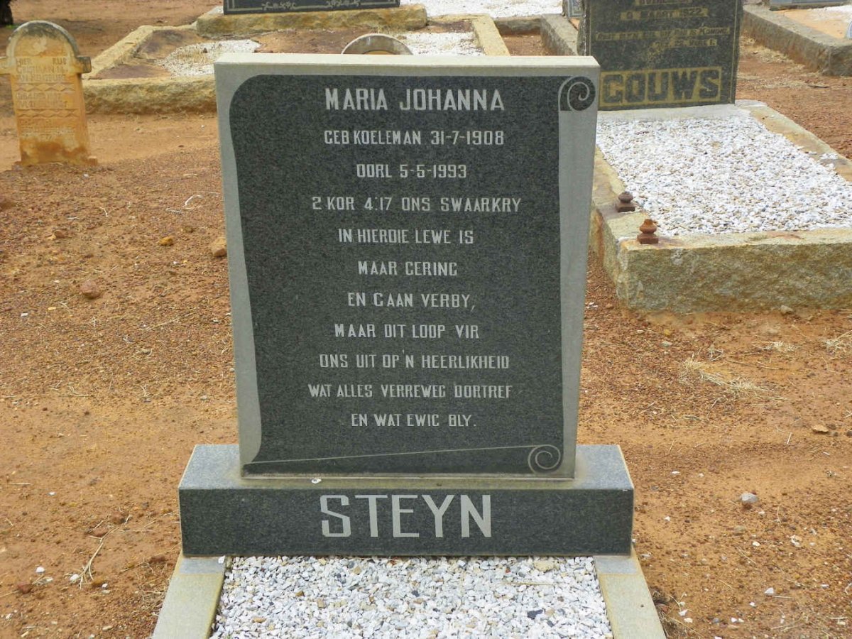 STEYN Maria Johanna nee KOELEMAN 1908-1993