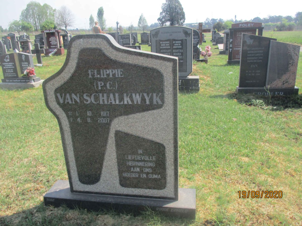 SCHALKWYK P.C., van 1917-2007