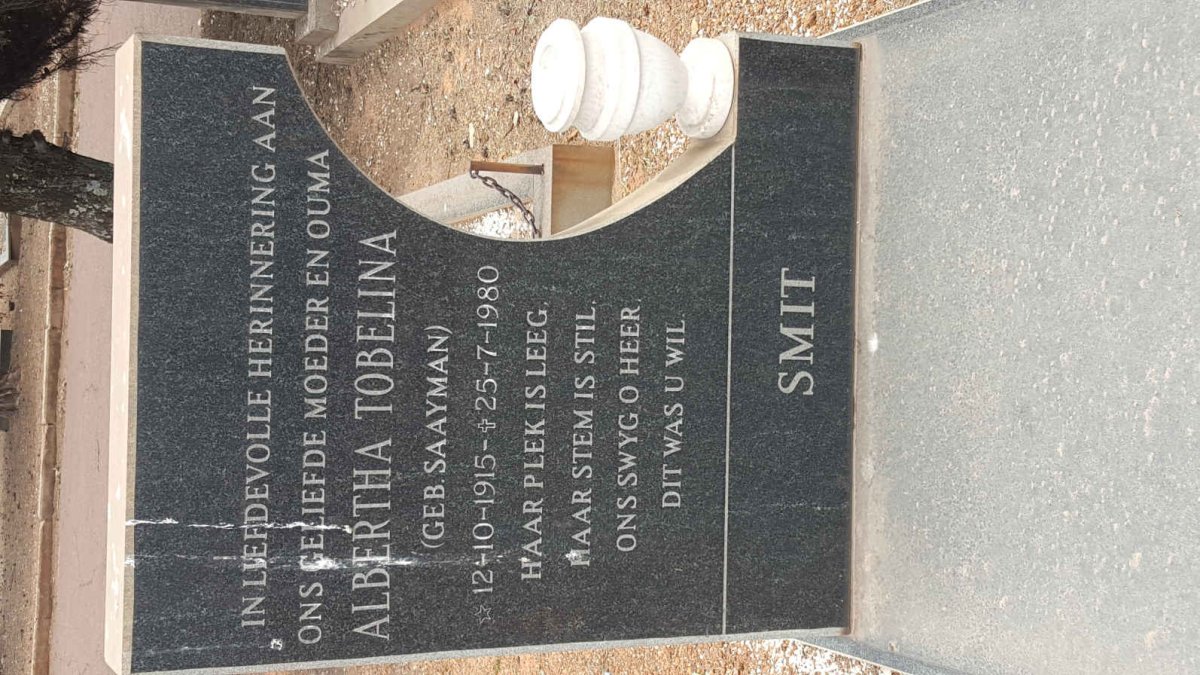 SMIT Albertha Tobelina nee SAAYMAN 1915-1980
