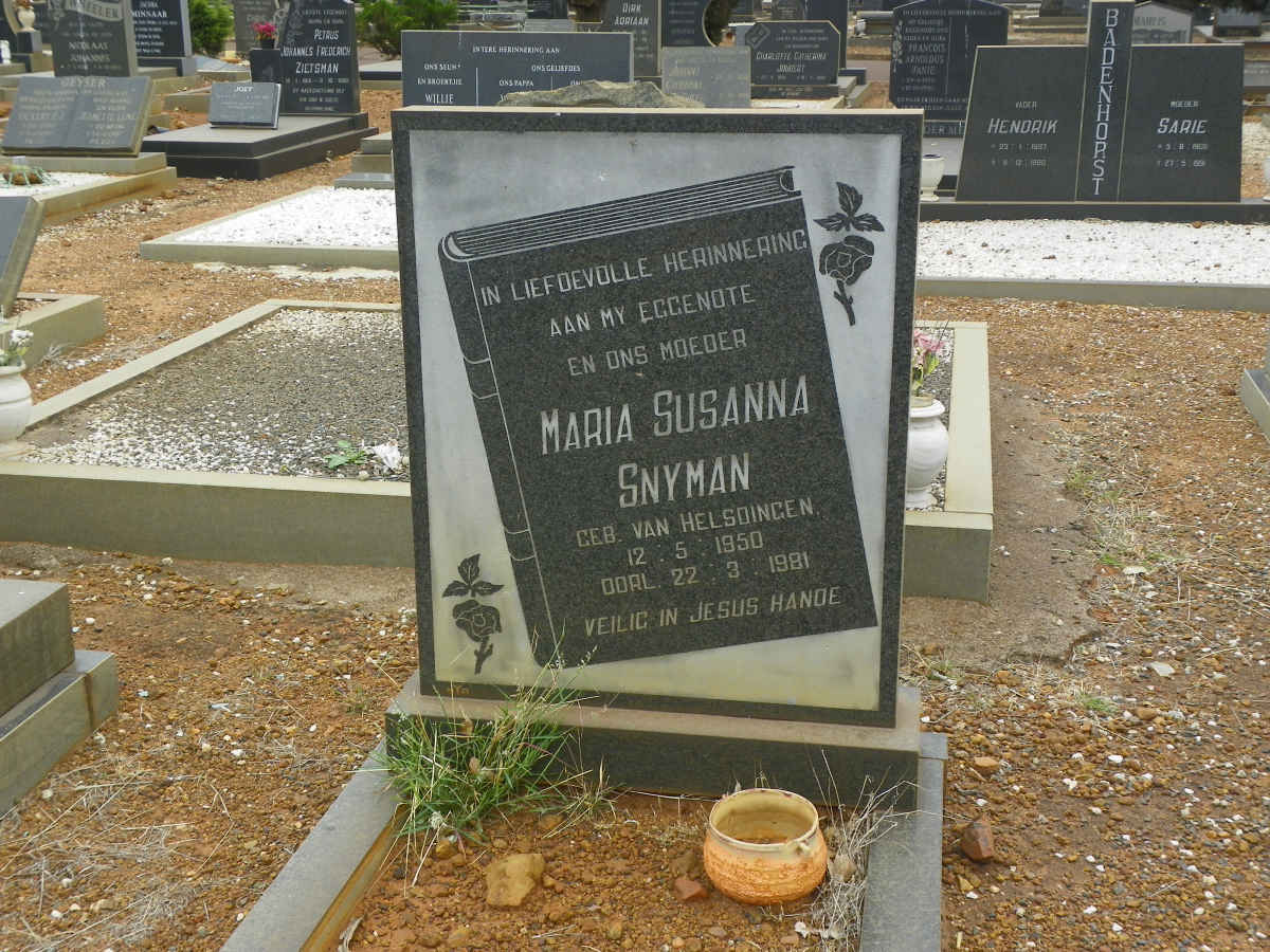 SNYMAN Maria Susanna nee VAN HELSDINGEN 1950-1981