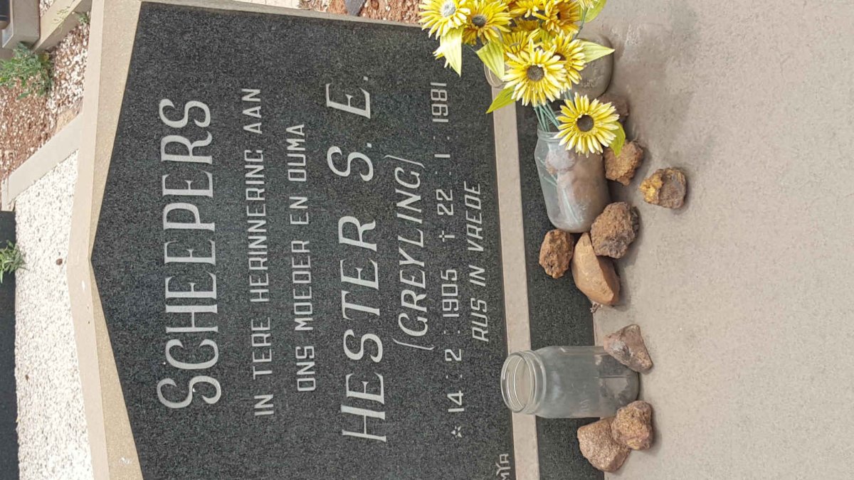 SCHEEPERS Hester S.E. nee GREYLING 1905-1981