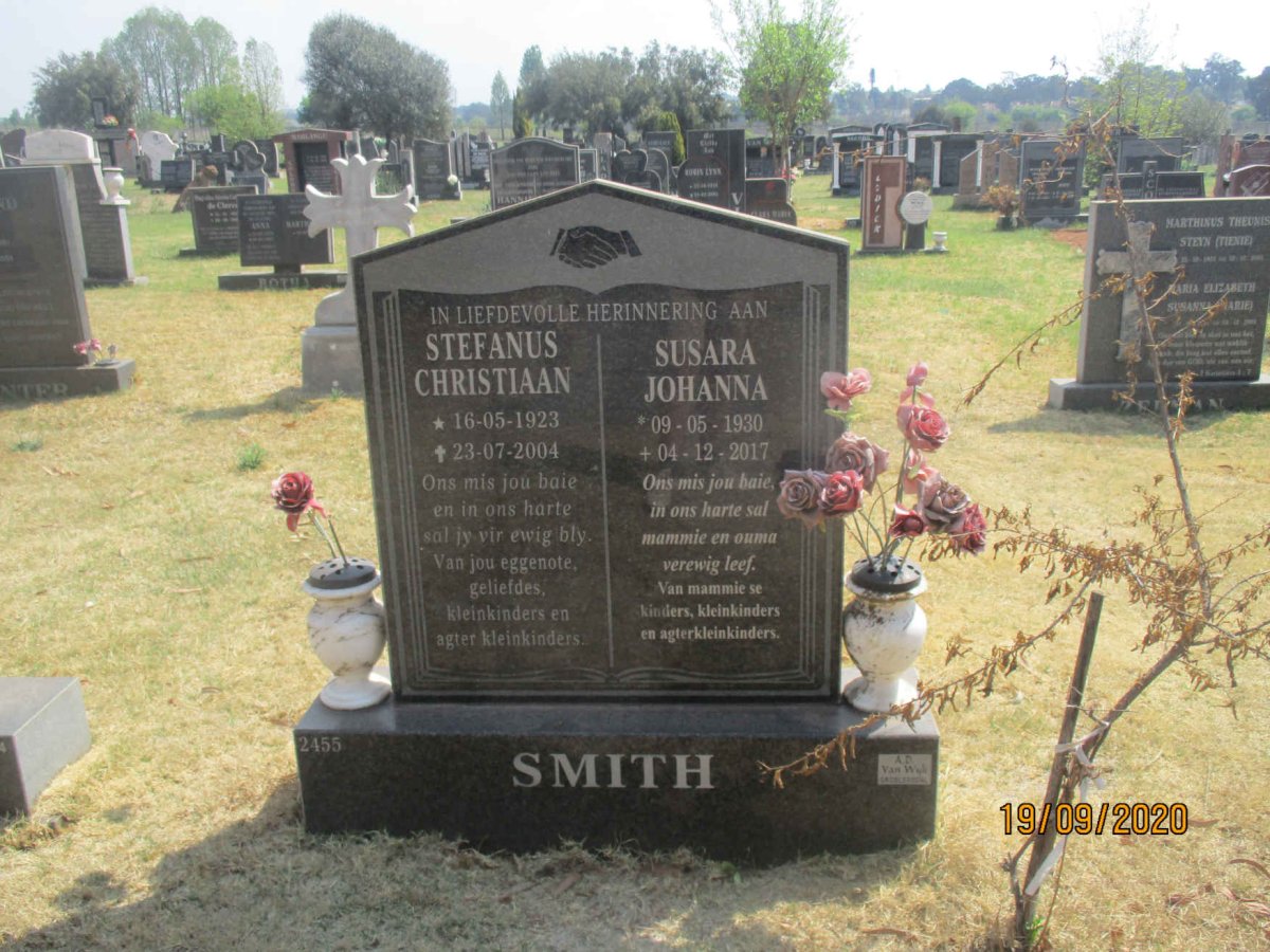 SMITH Stefanus Christiaan 1923-2004 &amp; Susara Johanna 1930-2017