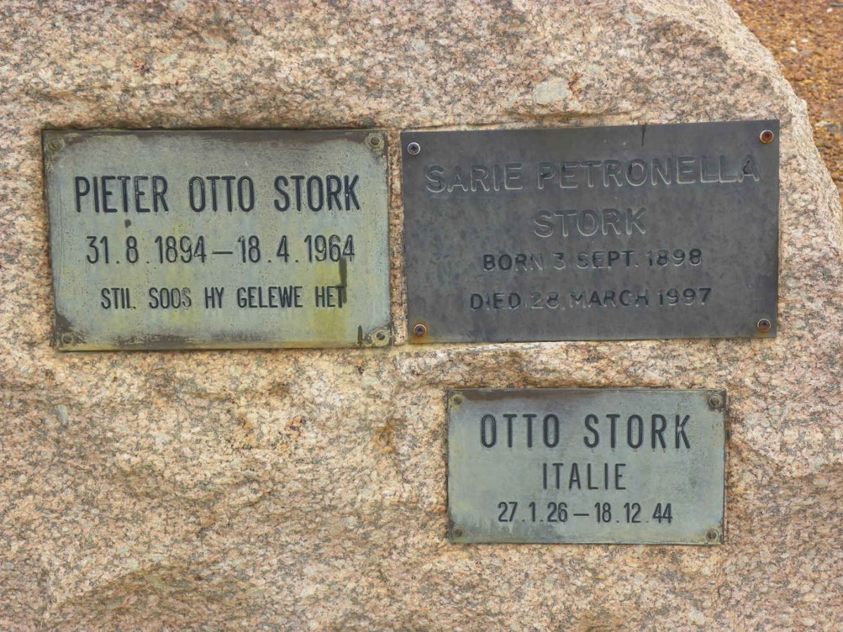 STORK Pieter Otto 1894-1964 &amp; Sarie Petronella 1898-1997 :: STORK Otto 1926-1944