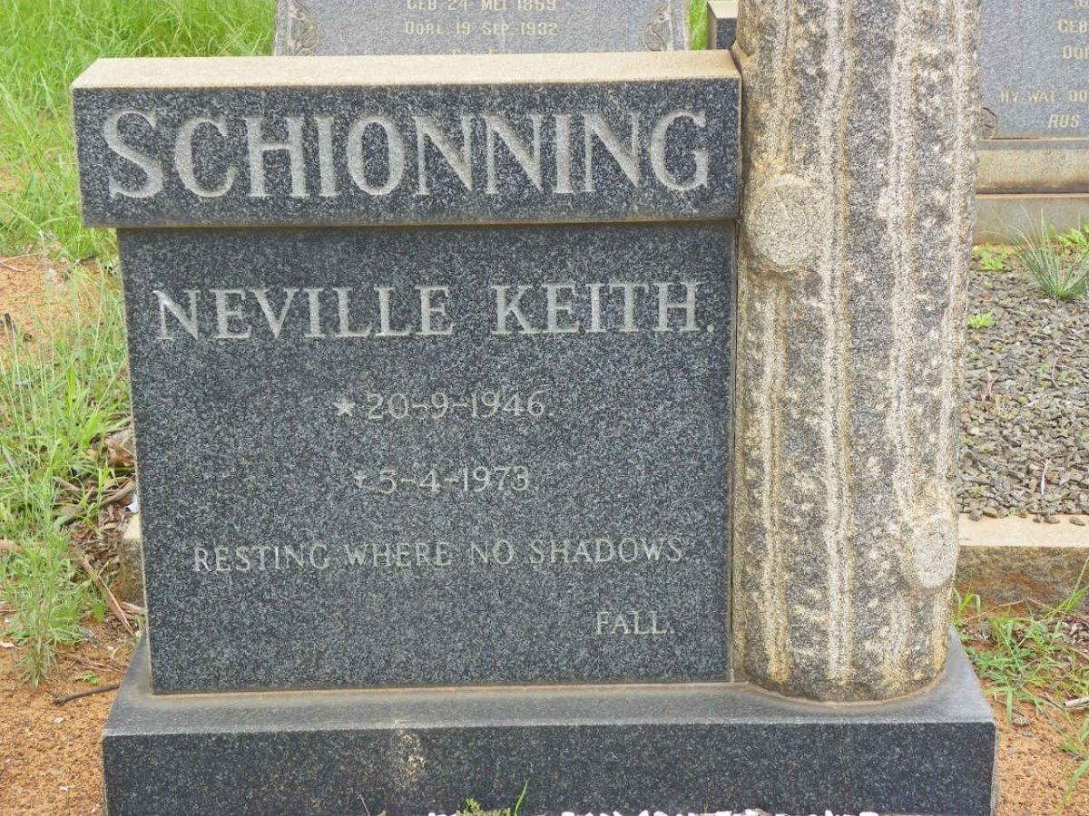 SCHIONNING Neville Keith 1946-1973