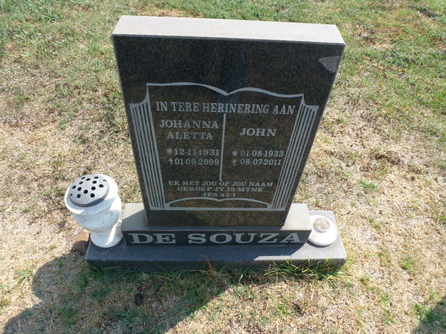 SOUZA John, de 1933-2011 &amp; Johanna Aletta 1931-2009