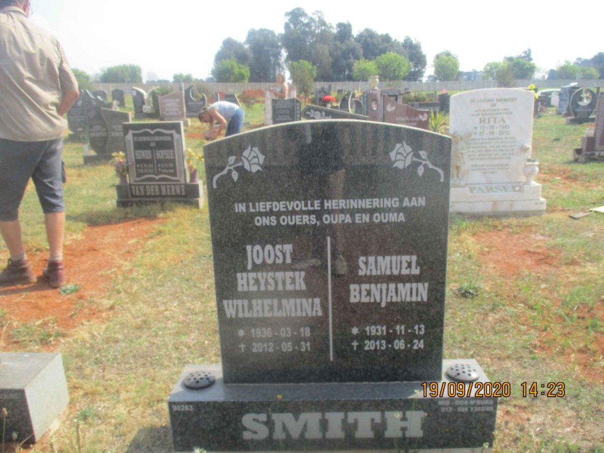 SMITH Samuel Benjamin 1931-2013 &amp; Joost Heystek Wilhelmina 1936-2012