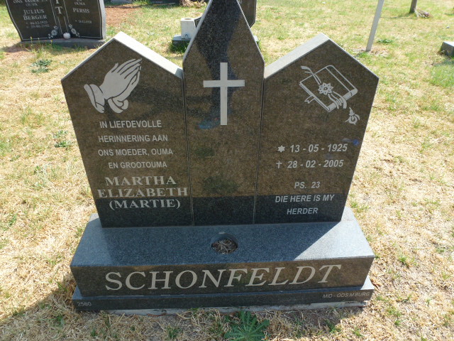 SCHONFELDT Martha Elizabeth 1925-2005