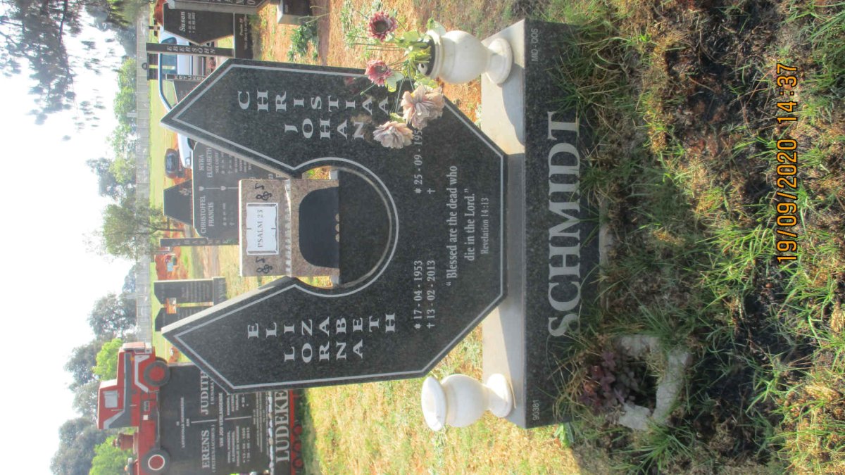 SCHMIDT Christiaan Johan 195?- &amp; Lorna Elizabeth 1953-2013