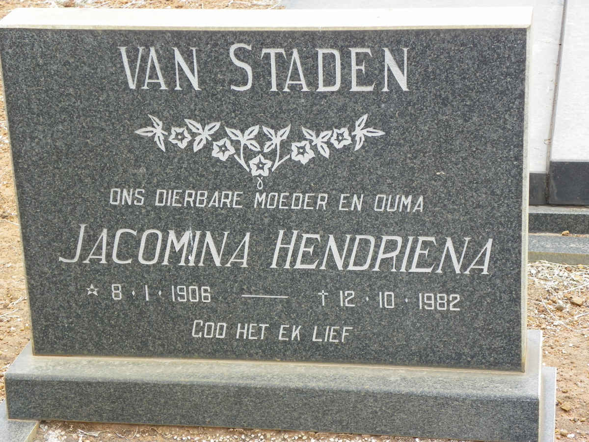 STADEN Jacomina Hendriena, van 1906-1982