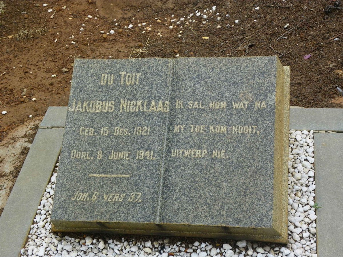TOIT Jakobus Nicklaas, du 1921-1941