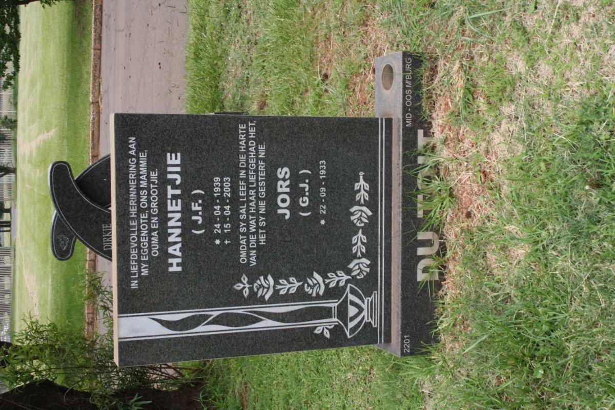 TOIT G.J., du 1933- &amp; J.F. 1939-2003