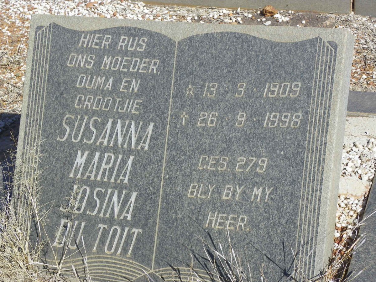 TOIT Susanna Maria Josina, du 1909-1998
