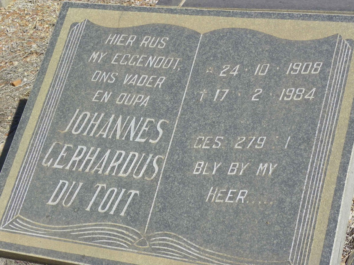 TOIT Johannes Gerhardus, du 1908-1994