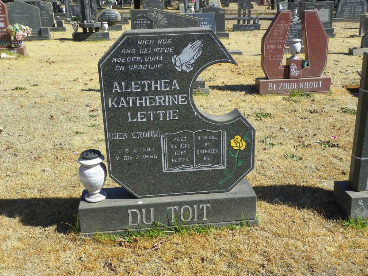 TOIT Alethia Katherine Lettie, du nee CRONK 1924-1996