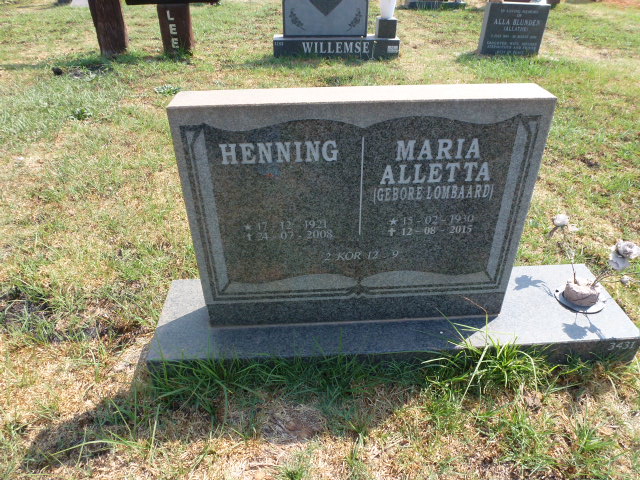? Henning 1921-2008 &amp; Maria Alletta LOMBAARD 1930-2015
