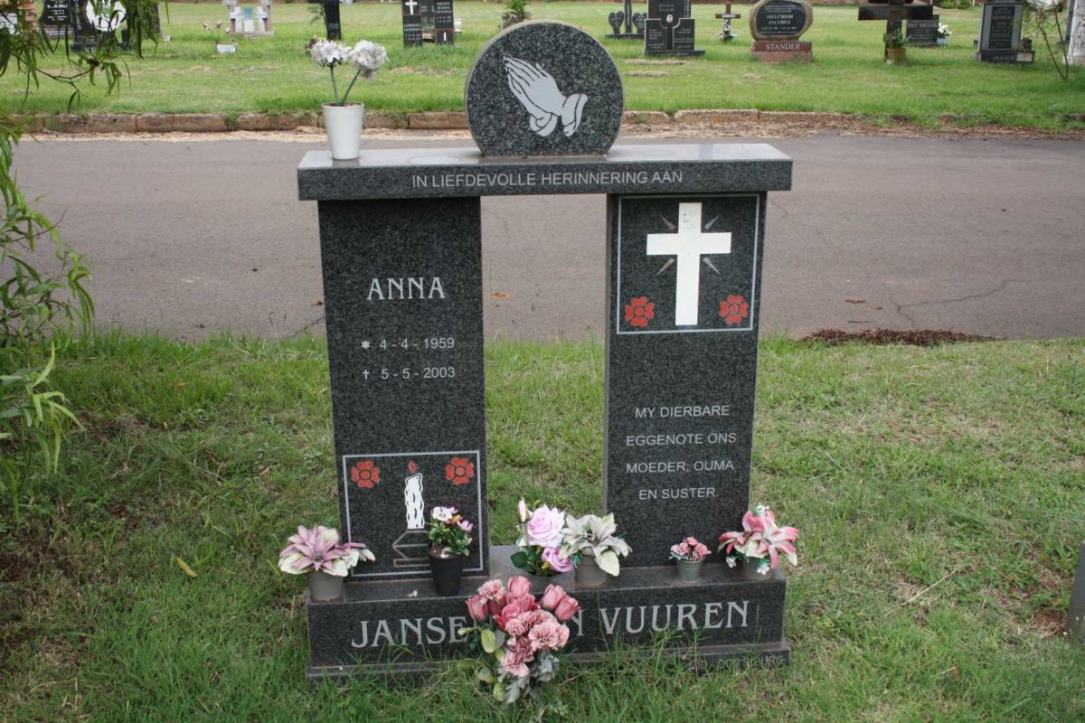 VUUREN Anna, Jansen van 1959-2003