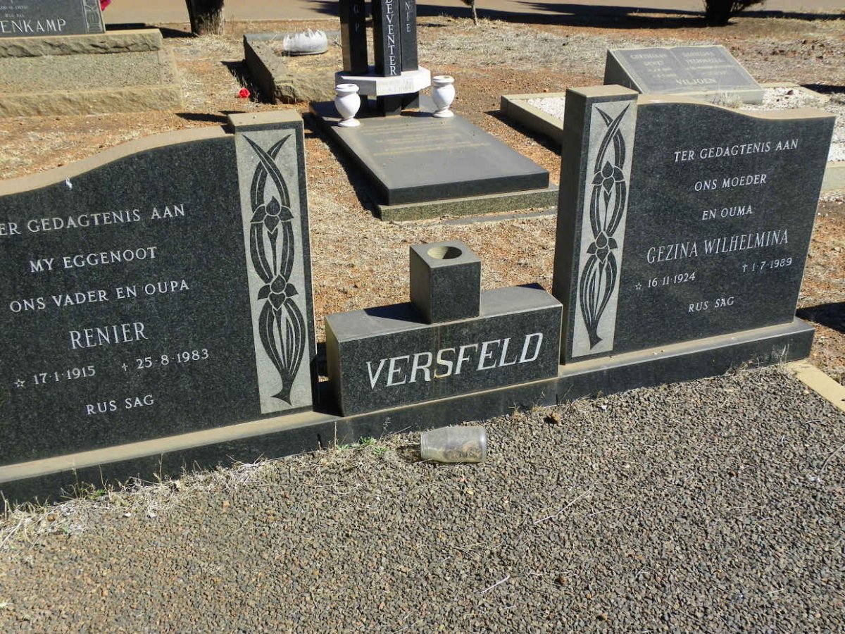 VERSFELD Renier 1915-1983 &amp; Gezina Wilhelmina 1924-1989