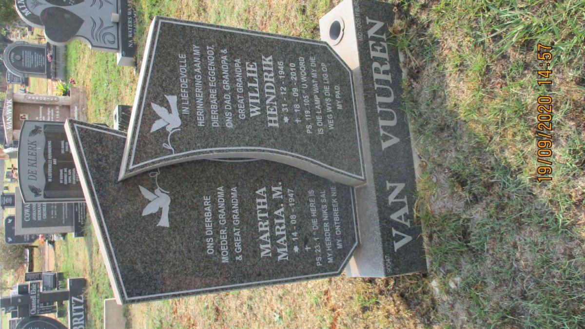 VUUREN Willie Hendrik, van 1946-2010 &amp; Martha Maria M. 1947-