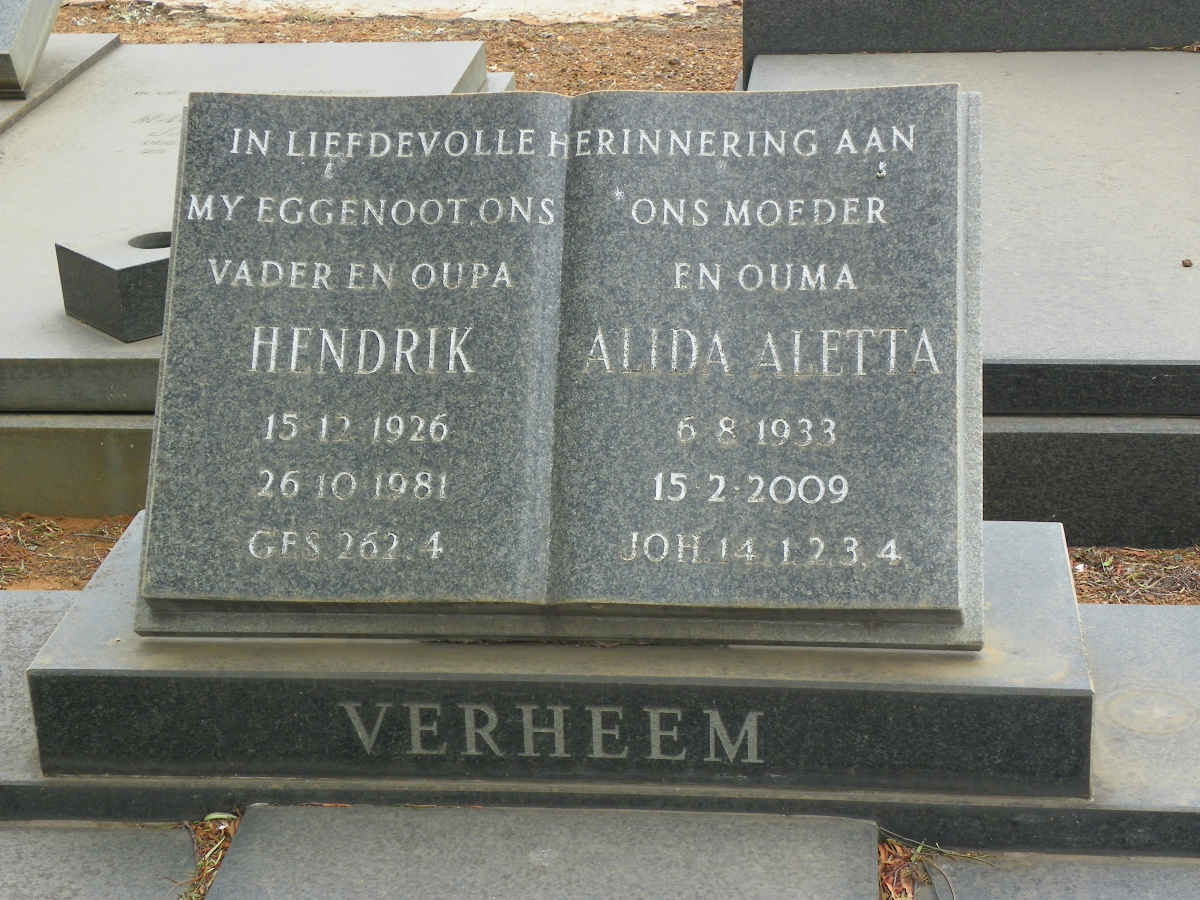 VERHEEM Hendrik 1926-1981 &amp; Alida Aletta 1933-2009