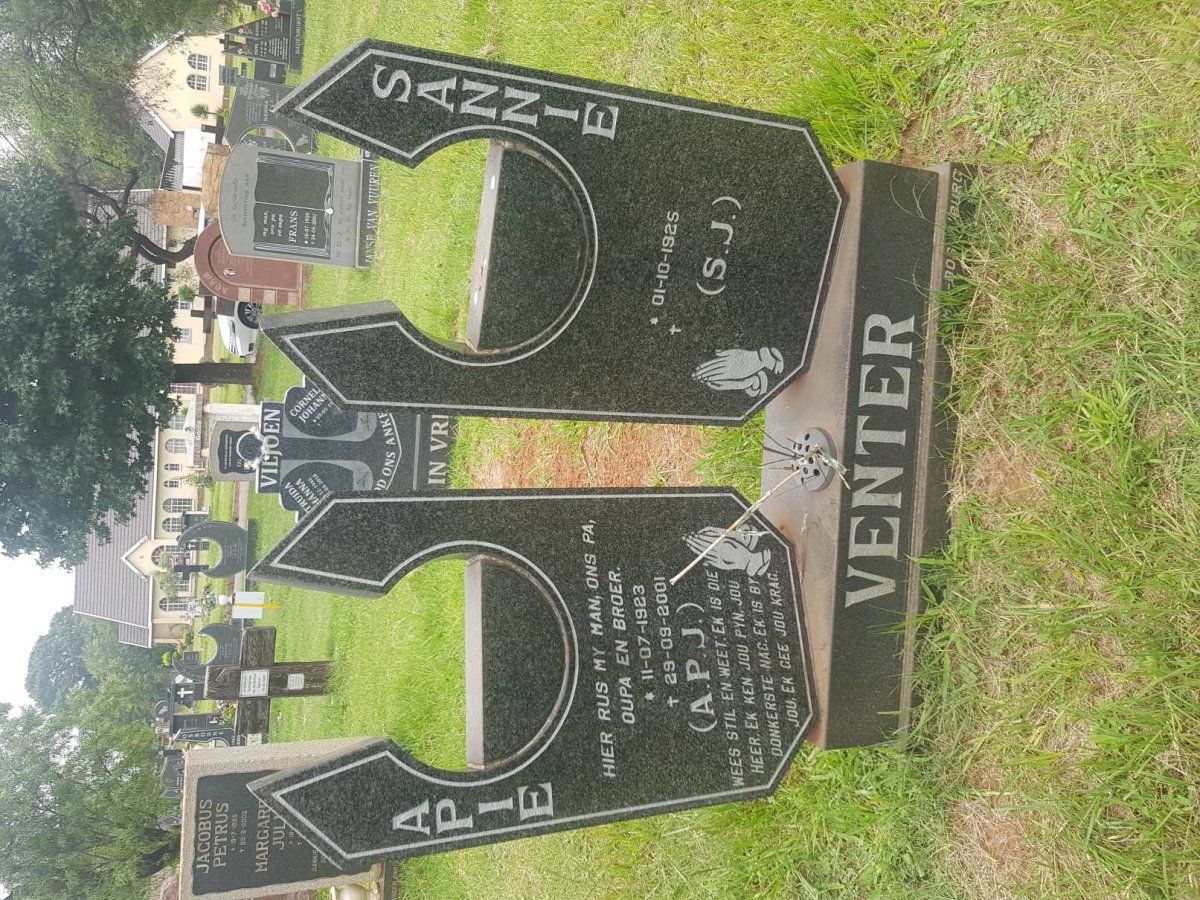 VENTER A.P.J. 1923-2001 &amp; S.J. 1925-