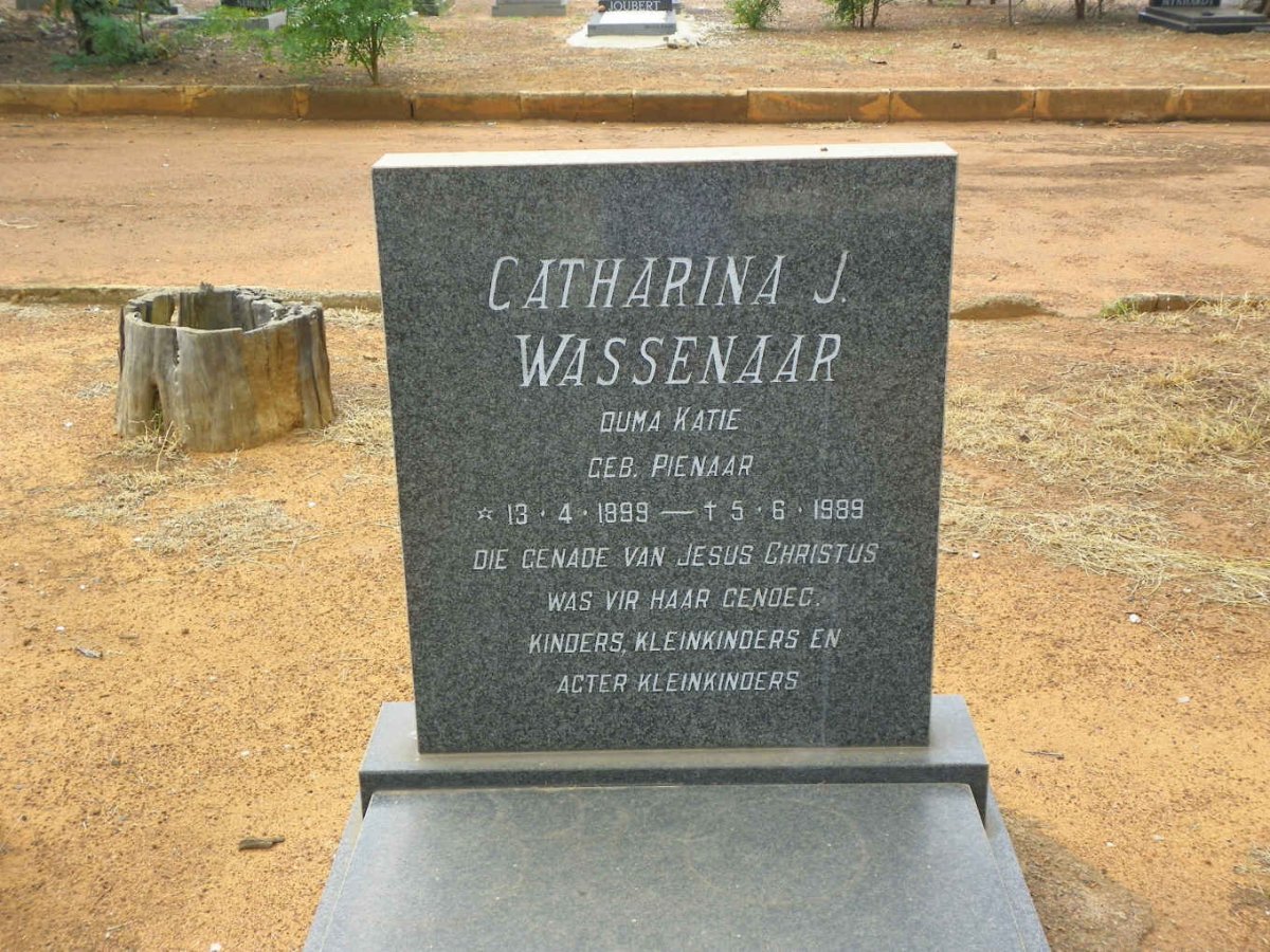 WASSENAAR Catharina J. nee PIENAAR 1899-1989
