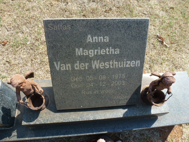 WESTHUIZEN Anna Magrietha, van der 1975-2003