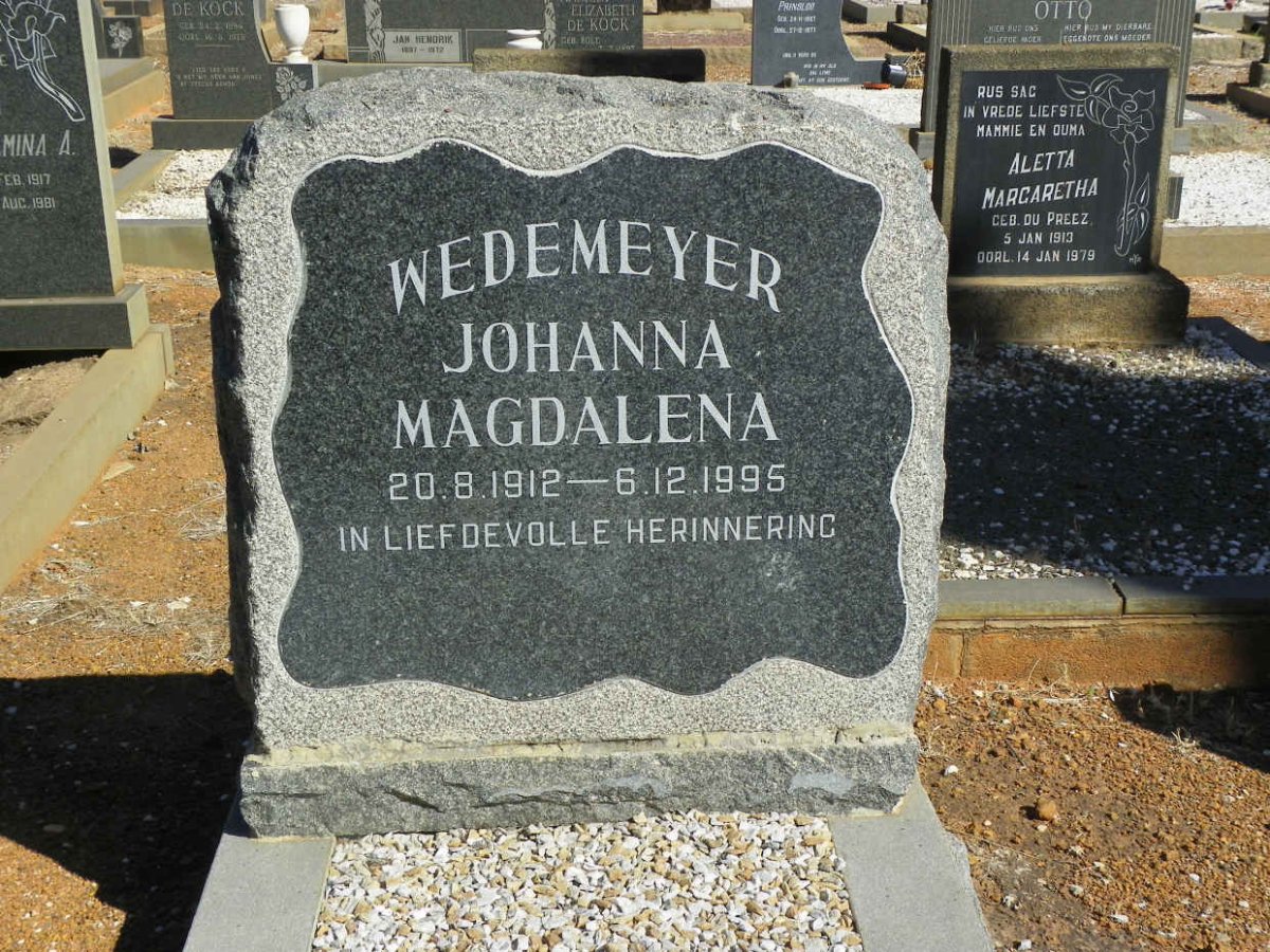 WEDEMEYER Johanna Magdalena 1912-1995