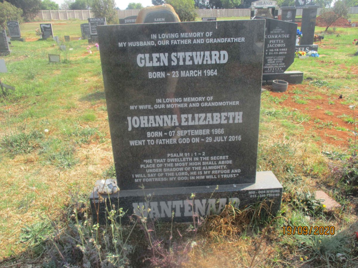 WANTENAAR Glen Steward 1964- &amp; Johanna Elizabeth 1966-2016