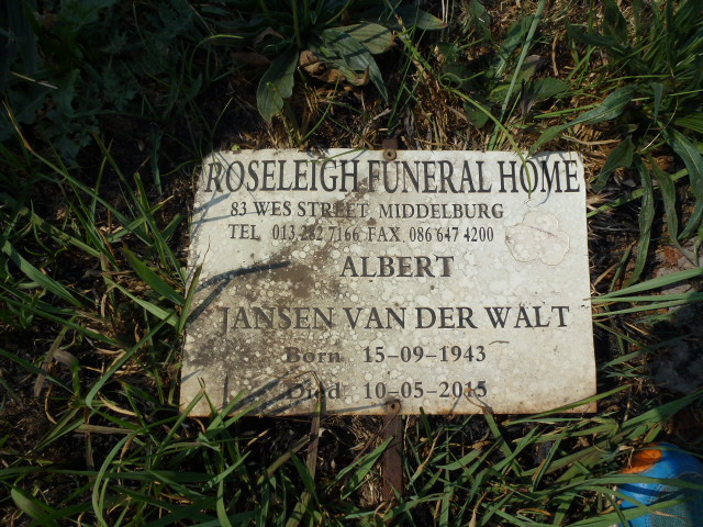 WALT Albert, Jansen van der 1943-2015