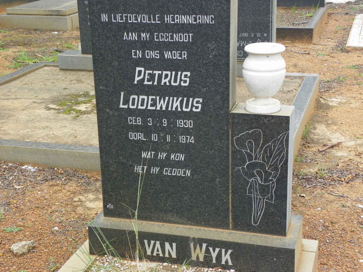 WYK Petrus Lodewikus, van 1930-1974