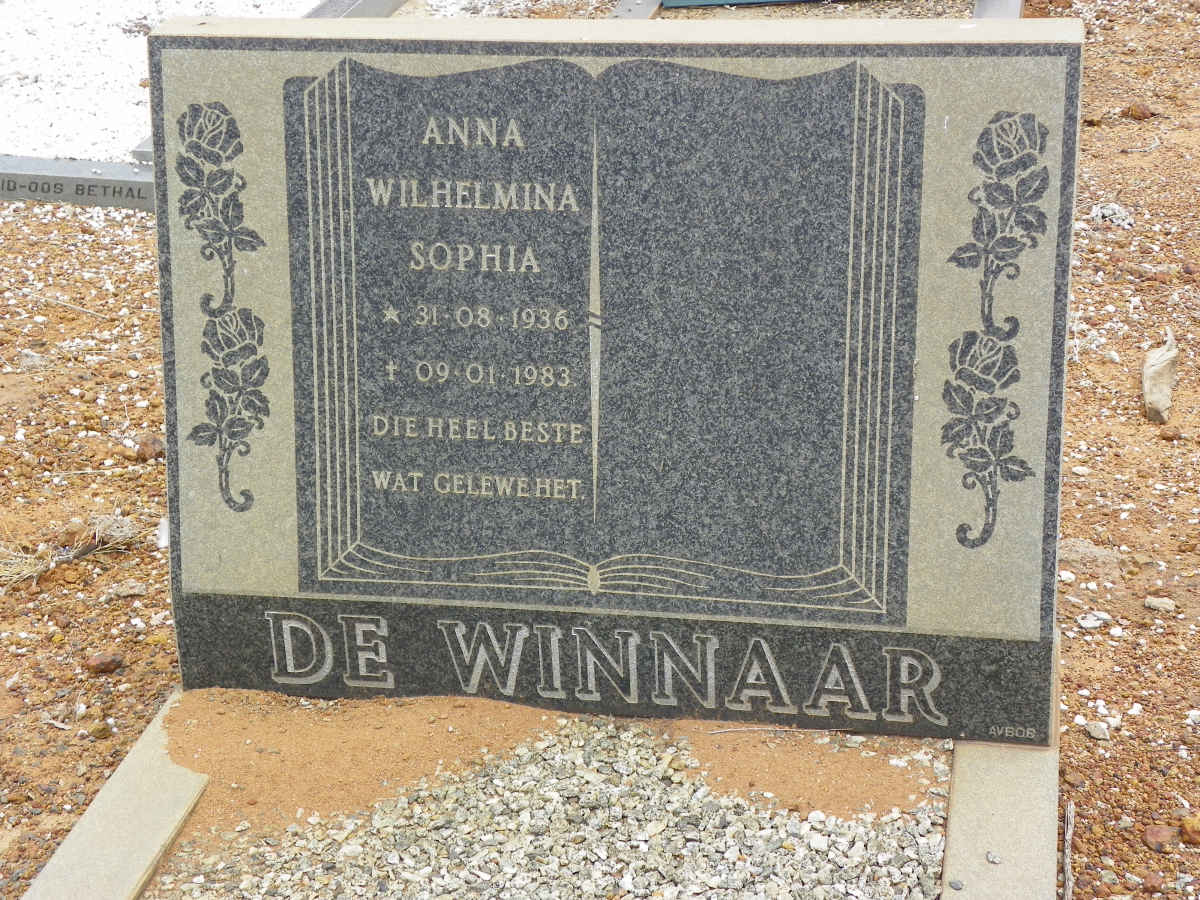 WINNAAR Anna Wilhelmina Sophia, de 1936-1983