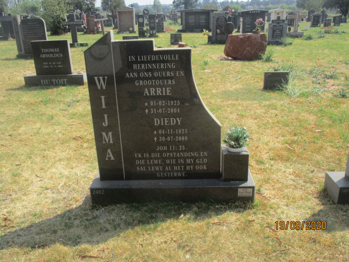 WIJMA Arrie 1925-2004 &amp; Diedy 1925-2009