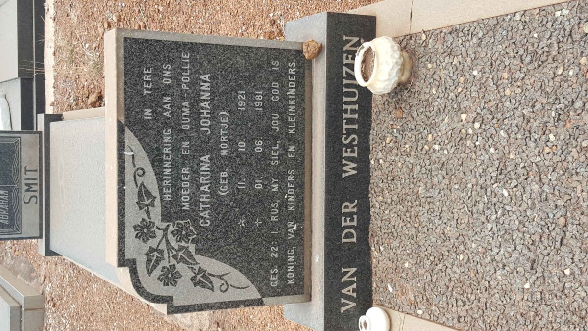 WESTHUIZEN Catharina Johanna, van der nee NORTJE 1921-1981