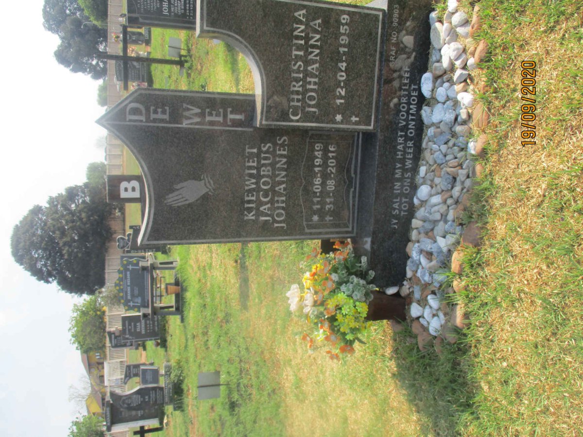 WET Kiewiet Jacobus Johannes, de 1949-2016 &amp; Christina Johanna 1959-