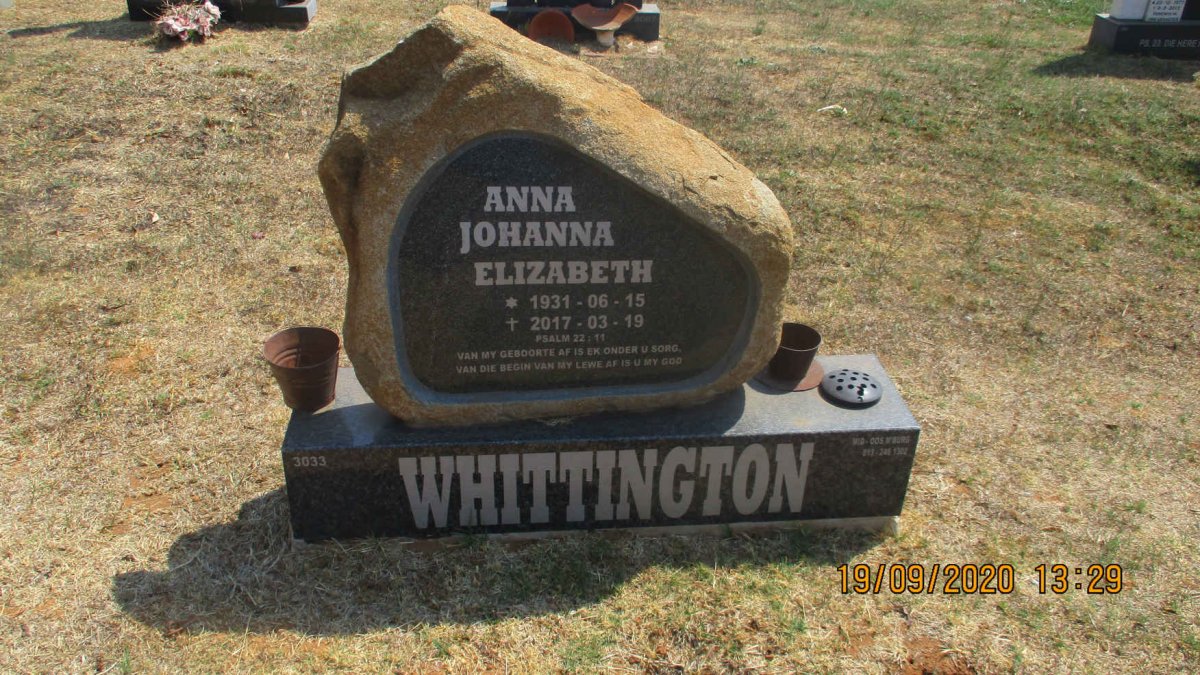 WHITTINGTON Anna Johanna Elizabeth 1931-2017