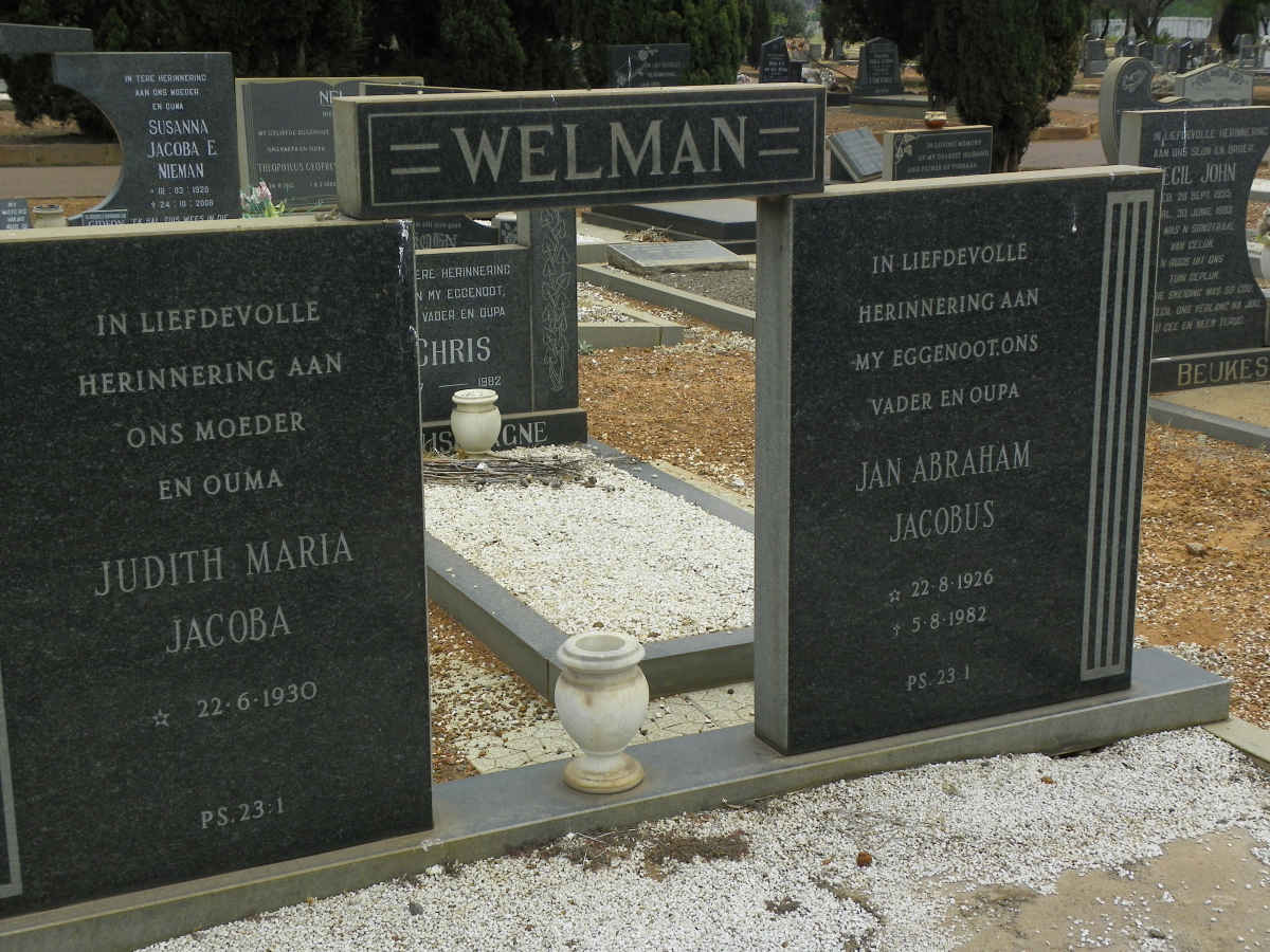 WELMAN Jan Abraham Jacobus 1926-1982 &amp; Judith Maria Jacoba 1930-