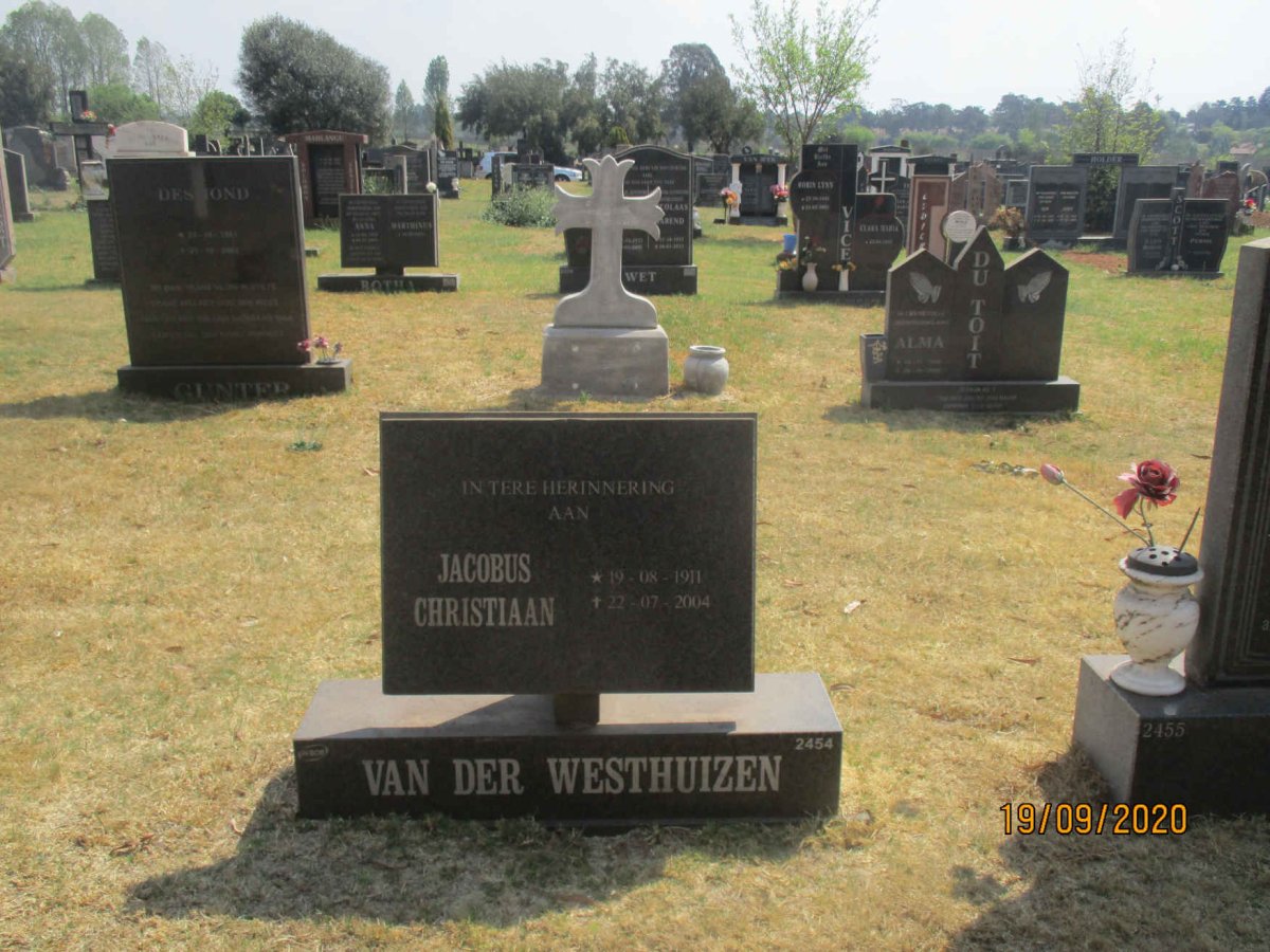 WESTHUIZEN Jacobus Christiaan, van der 1911-2004