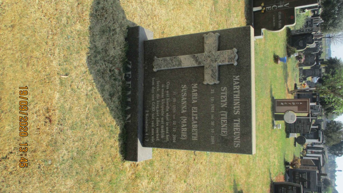 ZEEMAN Marthinus Theunis Steyn 1924-2004 &amp; Maria Elizabeth Susanna 1924-2004