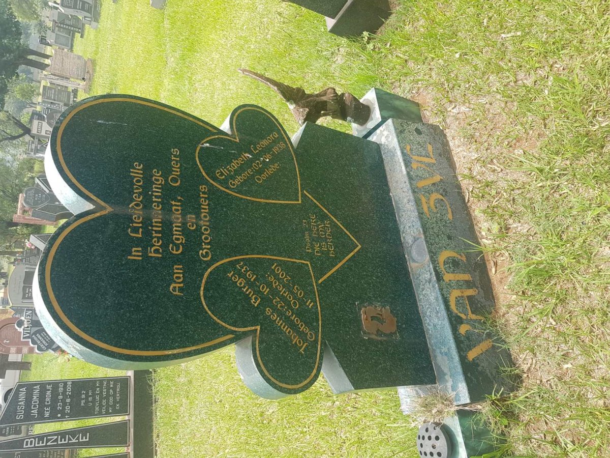 ZYL Johannes Burger, van 1937-2001 &amp; Elizabeth Leonora 1938-