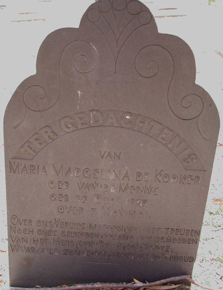 KOOKER Maria Madgelina, de nee VAN DE MERWE 1844-1901