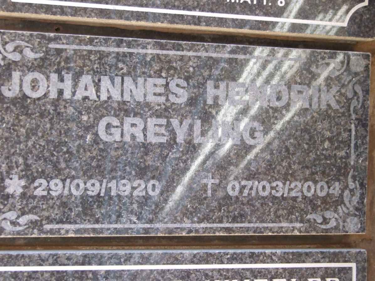GREYLING Johannes Hendrik 1920-2004