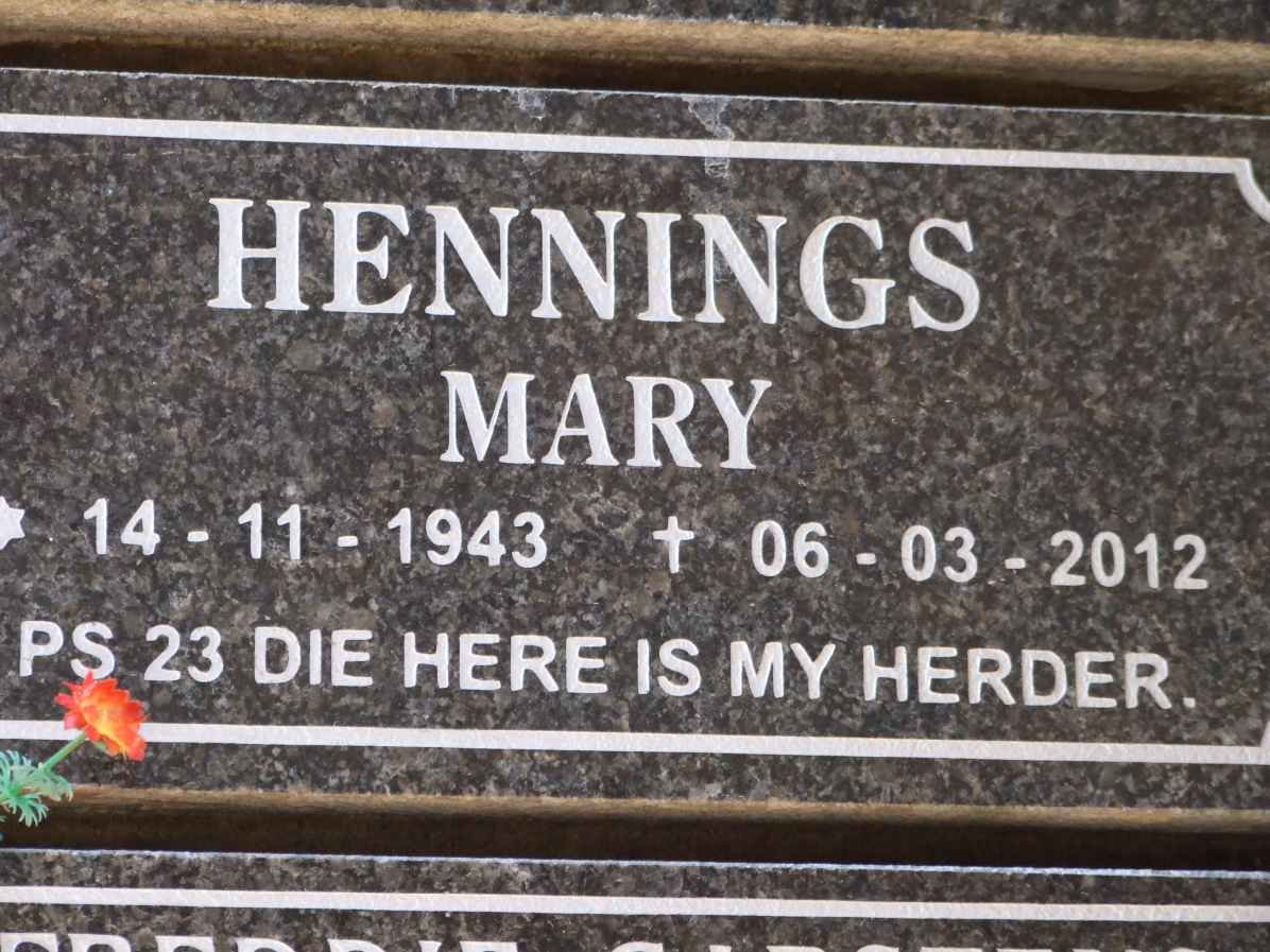 HENNINGS Mary 1943-2012