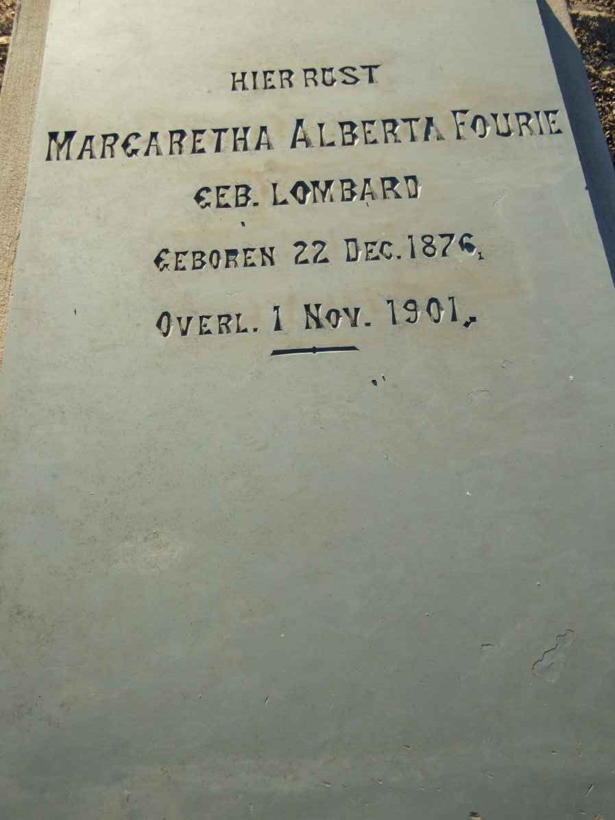 FOURIE Margaretha Alberta nee LOMBARD 1876-1901