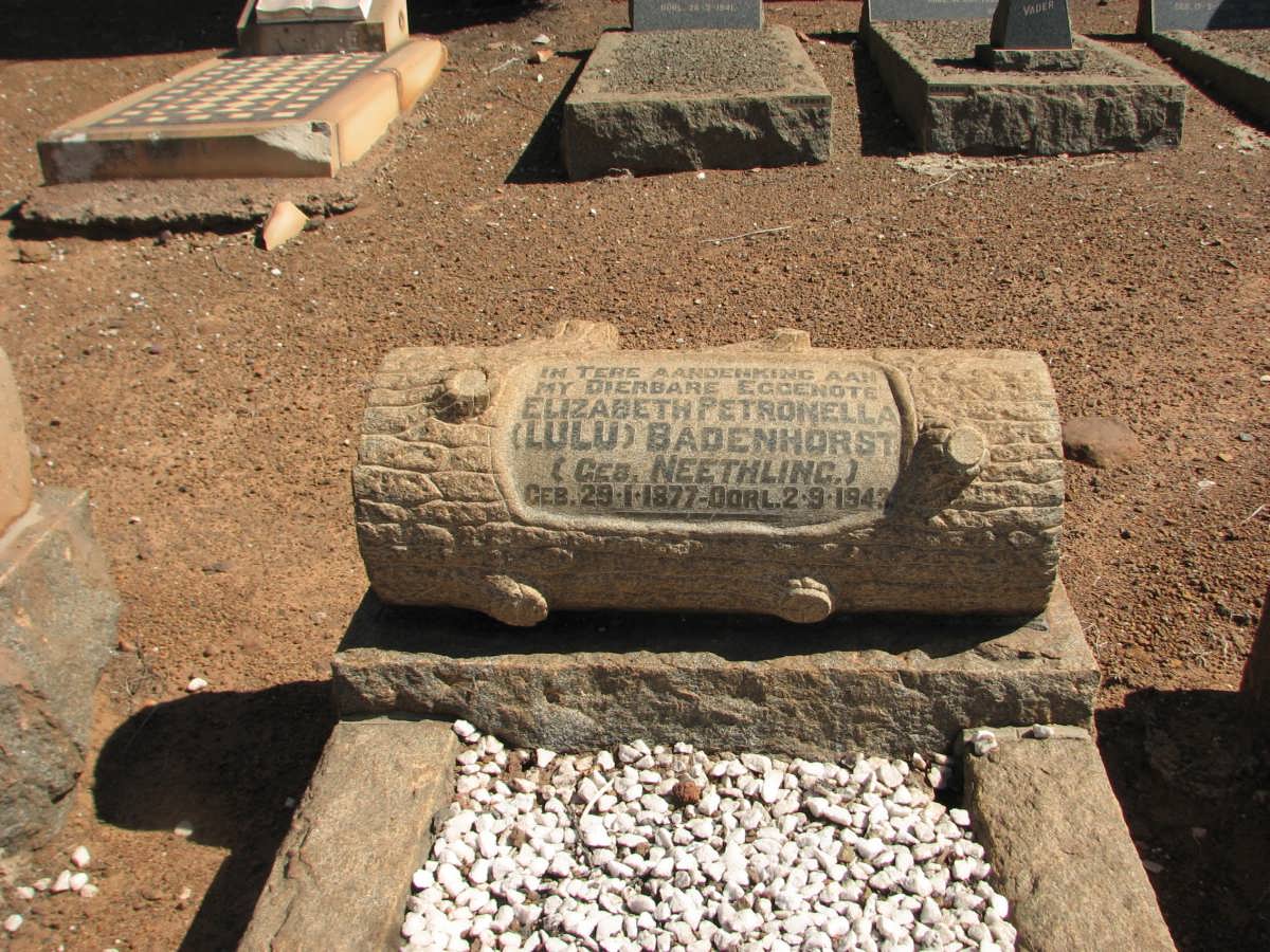 BADENHORST Elizabeth Petronella nee NEETHLING 1877-1943