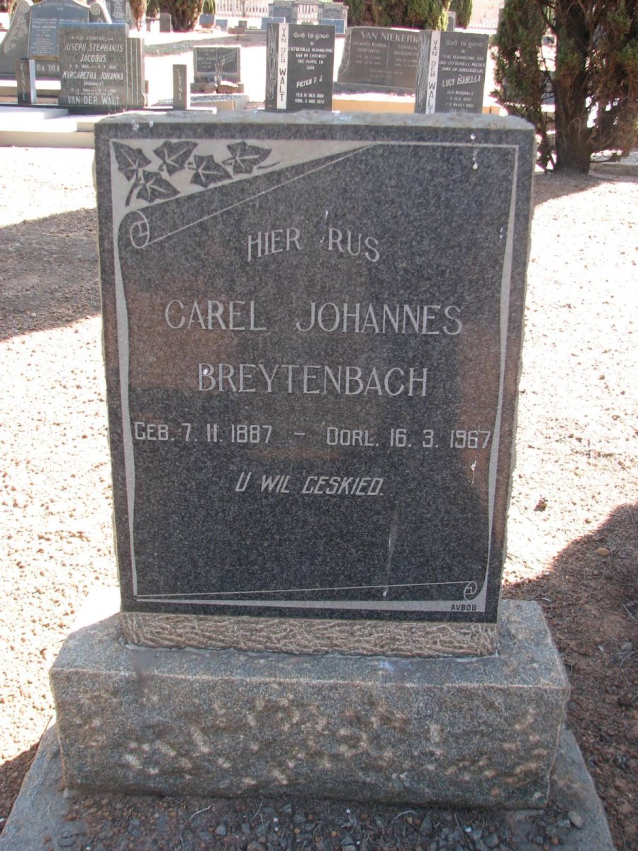 BREYTENBACH Carel Johannes 1887-1967