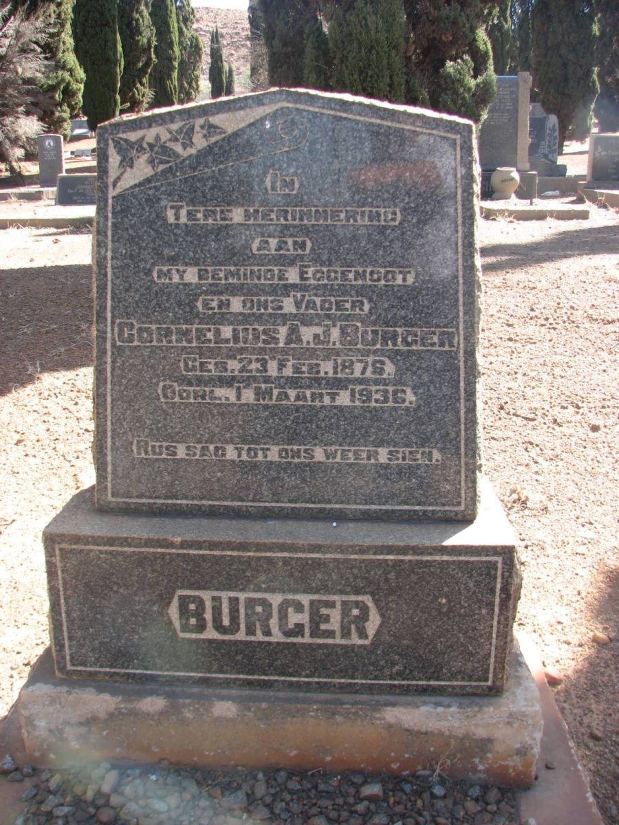 BURGER Cornelius A.J. 187?-1936