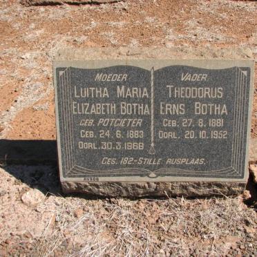 BOTHA Theodorus Erns 1881-1952 &amp; Luitha Maria Elizabeth POTGIETER 1883-1968
