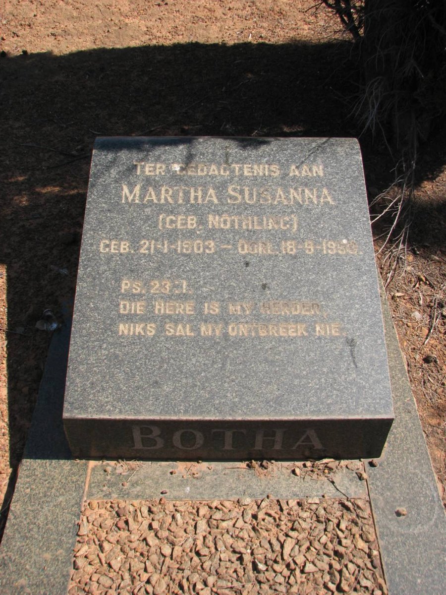BOTHA Martha Susanna nee NOTHLING 1903-1959