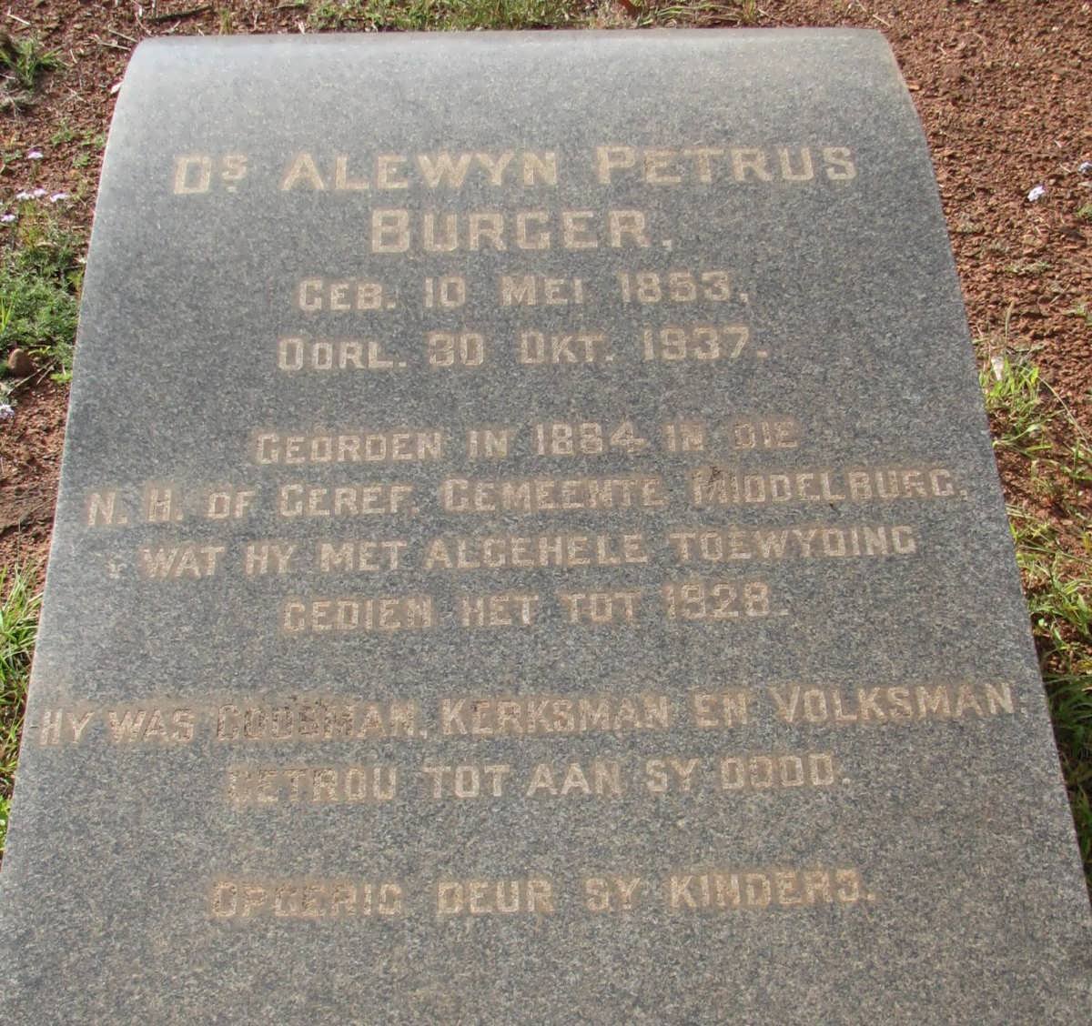 BURGER Alewyn Petrus 1853-1937